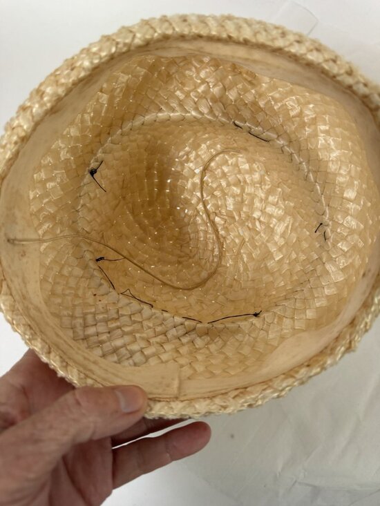 Vintage 1950\'s Beige Straw Womens Hat With Black Accent Woven Design Mid-Century main image 10